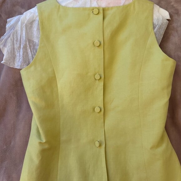 Vintage Ann Taylor Chartreuse Sleeveless Blouse - Picture 2 of 3